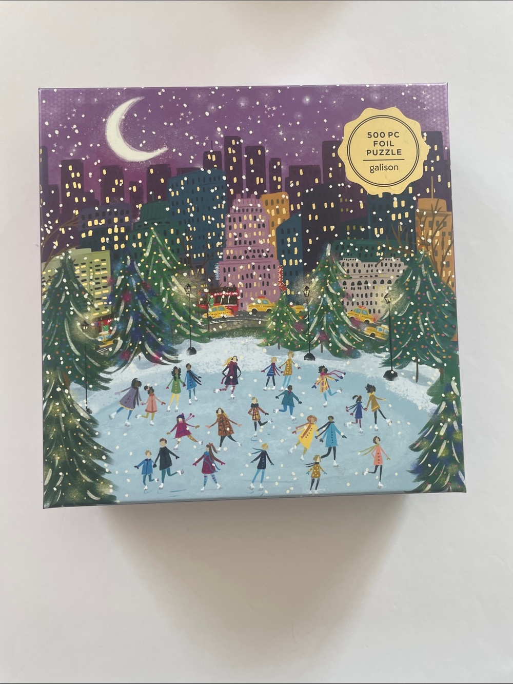 Galison 500-Piece Foil Puzzle - Winter Ice Skating Scene